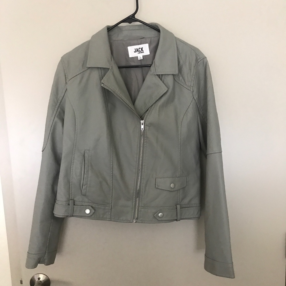 Jack by BB Dakota Light Sage Green Moto Jacket
